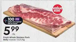 Sobeys Fresh Whole Skinless Pork Belly offer