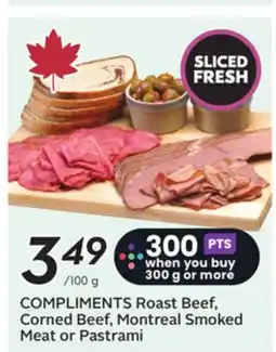 Sobeys COMPLIMENTS Roast Beef, Corned Beef, Montreal Smoked Meat or Pastrami offer