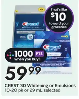 Sobeys CREST 3D Whitening or Emulsions offer