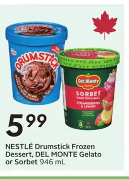 Sobeys NESTLÉ Drumstick Frozen Dessert, DEL MONTE Gelato or Sorbet offer