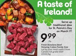 Sobeys Fresh Boneless Beef Stewing Cubes Family Size offer