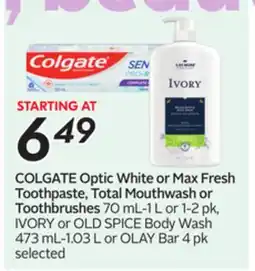 Sobeys COLGATE Optic White or Max Fresh Toothpaste, Total Mouthwash or Toothbrushes offer