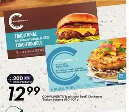 Sobeys COMPLIMENTS Traditional Beef, Chicken or Turkey Burgers offer