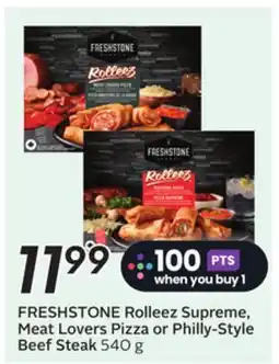 Sobeys FRESHSTONE Rolleez Supreme, Meat Lovers Pizza or Philly-Style Beef Steak offer