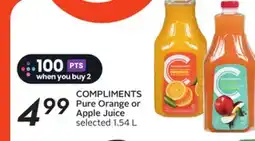 Sobeys COMPLIMENTS Pure Orange or Apple Juice offer