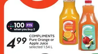 Sobeys COMPLIMENTS Pure Orange or Apple Juice offer