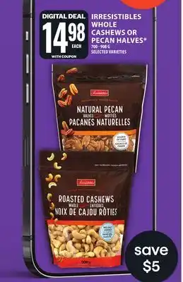 Food Basics IRRESISTIBLES WHOLE CASHEWS OR PECAN HALVES offer