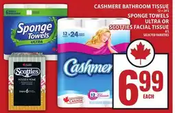 Food Basics CASHMERE BATHROOM TISSUE OR SPONGE TOWELS ULTRA OR SCOTTIES FACIAL TISSUE offer