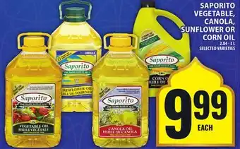 Food Basics SAPORITO VEGETABLE, CANOLA, SUNFLOWER OR CORN OIL offer