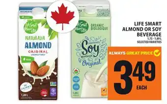 Food Basics LIFE SMART ALMOND OR SOY BEVERAGE offer