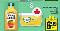 Food Basics SIMPLY ORANGE JUICE OR BECEL MARGARINE offer