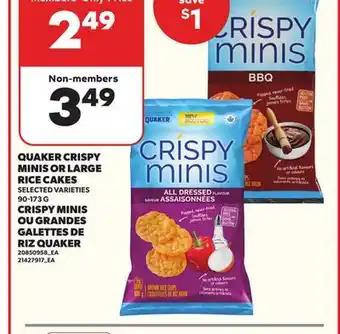 Independent Grocer QUAKER CRISPY MINIS OR LARGE RICE CAKES, 90-173 G offer