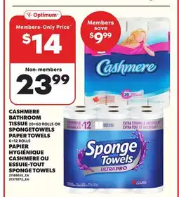 Independent Grocer CASHMERE BATHROOM TISSUE 20=60 ROLLS OR SPONGETOWELS PAPER TOWELS 6-12 ROLLS offer