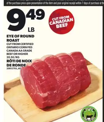 Independent Grocer EYE OF ROUND ROAST, 20.92/KG offer