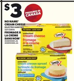 Independent Grocer NO NAME CREAM CHEESE, 227/250 G offer