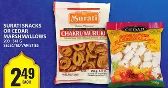 Food Basics SURATI SNACKS OR CEDAR MARSHMALLOWS offer