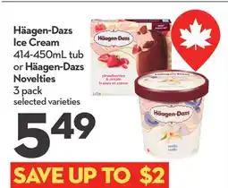 Longo's Häagen-Dazs Ice Cream 414-450mL tub or Häagen-Dazs Novelties 3 pack offer