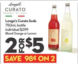 Longo's Curato Soda offer