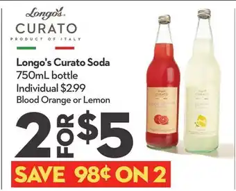 Longo's Curato Soda offer