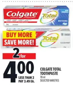 Metro COLGATE TOTAL TOOTHPASTE offer