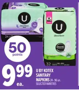 Metro U BY KOTEX SANITARY NAPKINS offer