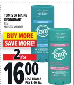 Metro TOM'S OF MAINE DEODORANT offer