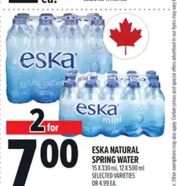 Metro ESKA NATURAL SPRING WATER offer