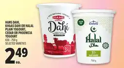 Metro HANS DAHI, KHAAS DAHI OR HALAL PLAIN YOGOURT, CEDAR OR PHOENICIA YOGOURT offer