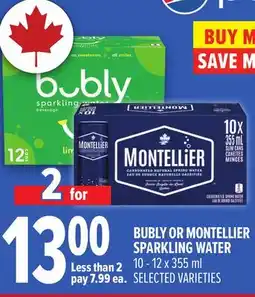 Metro BUBLY OR MONTELLIER SPARKLING WATER offer