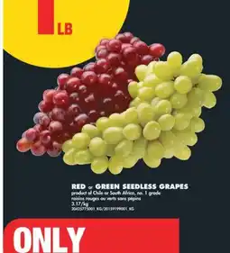 No Frills RED or GREEN SEEDLESS GRAPES offer