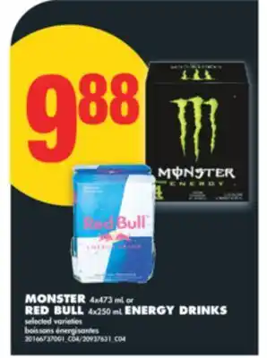 No Frills MONSTER, 4x473 mL or RED BULL, 4x250 mL ENERGY DRINKS offer