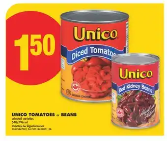 No Frills UNICO TOMATOES or BEANS, 540/796 mL offer