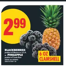 No Frills BLACKBERRIES, 6 OZ CLAMSHELL or PINEAPPLE offer