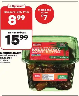 Loblaws MEDJOOL DATES, 2LB TUB offer