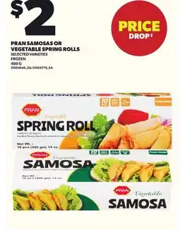 Loblaws PRAN SAMOSAS OR VEGETABLE SPRING ROLLS, 400G offer