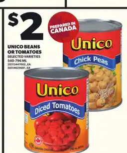 Loblaws UNICO BEANS OR TOMATOES 540-796ML offer