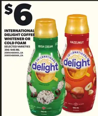 Loblaws INTERNATIONAL DELIGHT COFFEE WHITENER OR COLD FOAM 396-946ML offer