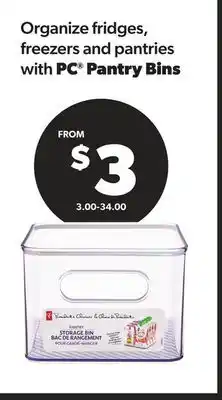 Loblaws PC PANTRY BINS offer