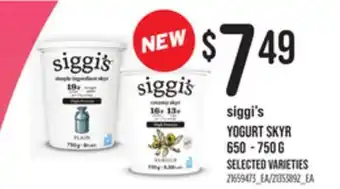 Loblaws SIGGI'S YOGURT SKYR 650-750G offer