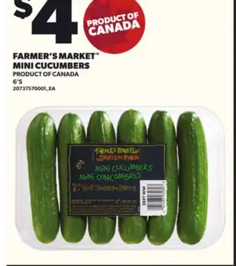 Loblaws FARMER'S MARKET MINI CUCUMBERS, 6'S offer