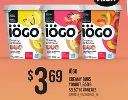 Loblaws IÖGO CREAMY DUOS YOGURT, 650G offer