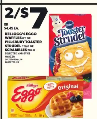 Loblaws KELLOGG'S EGGO WAFFLES 8'S OR PILLSBURY TOASTER STRUDEL 326G OR SCRAMBLES 204G offer