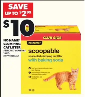 Loblaws NO NAME CLUMPING CAT LITTER 18KG offer