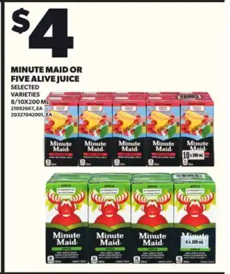 Loblaws MINUTE MAID OR FIVE ALIVE JUICE, 8/10X200ML offer