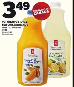 Loblaws PC ORANGE JUICE, TEA OR LEMONADE, 1.54L offer