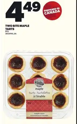 Loblaws TWO BITE MAPLE TARTS 9'S offer