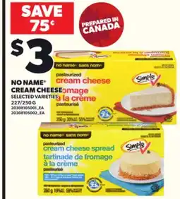 Loblaws NO NAME CREAM CHEESE, 227/250G offer