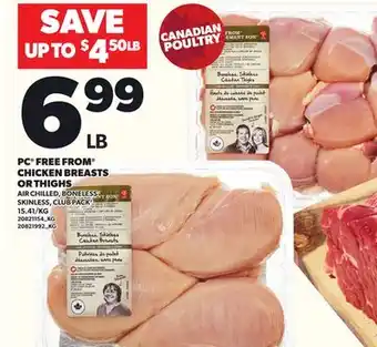 Loblaws PC FREE FROM CHICKEN BREASTS OR THIGHS offer