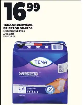 Loblaws TENA UNDERWEAR,, BRIEFS OR GUARDS offer