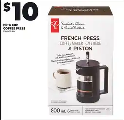 Loblaws PC 6 CUP COFFEE PRESS offer